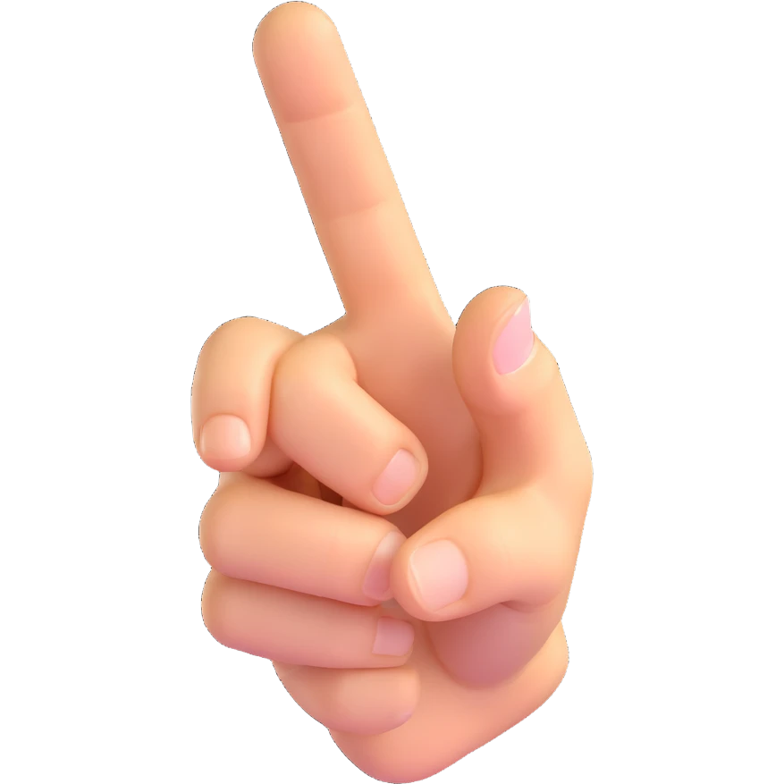 a hand with the index finger pointing forward, 3D emoji style emoji