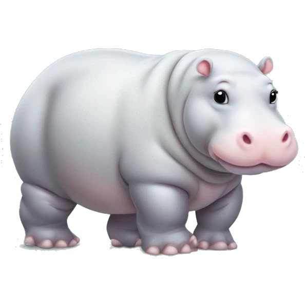 chubby white baby hippo with a belly emoji