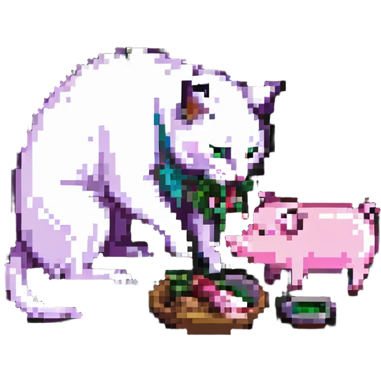 A cat eats a pig emoji