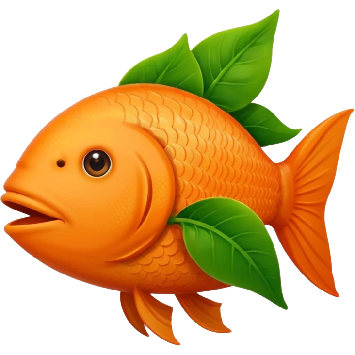 A fish holding a plant with its mouth emoji