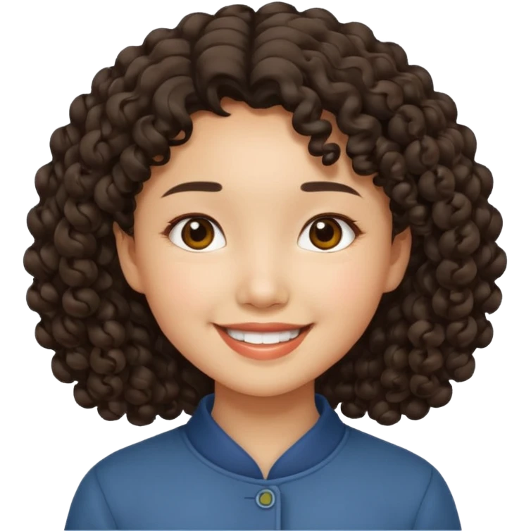 asian girl with young curly hair emoji