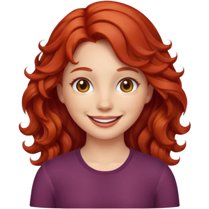 Emoji girl ios18 with red wavy hair emoji