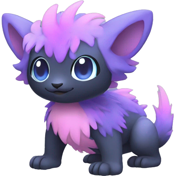Cute cool black blue purple pink animal hybrid Fakemon full body emoji