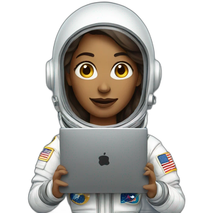 Woman astronaut with a laptop emoji