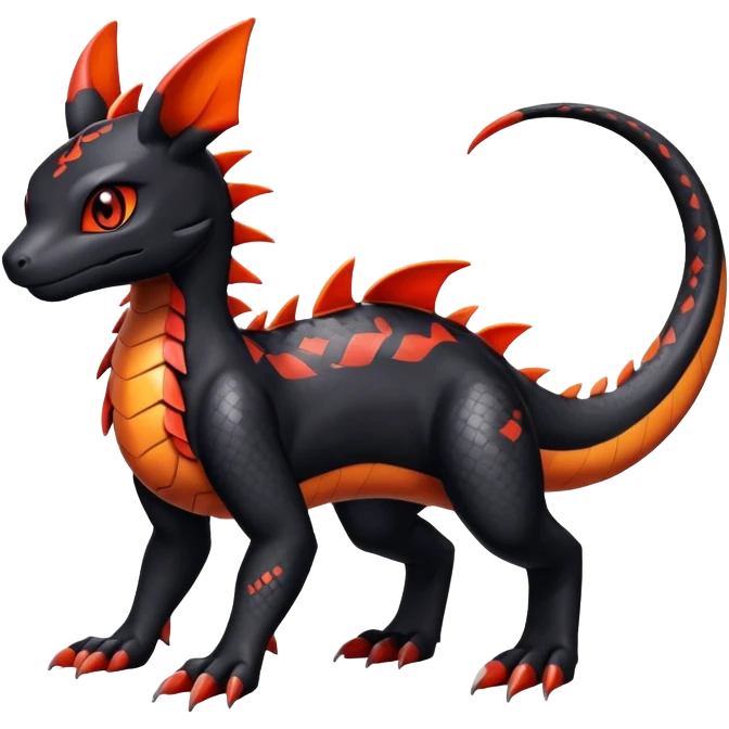 Cute Shiny Guilmon-Salandit-Umbreon-Fakémon-hybrid-creature (full body)  emoji