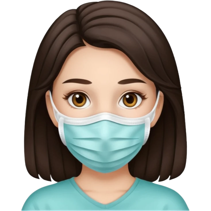 aesthetic brunette girl in face mask emoji
