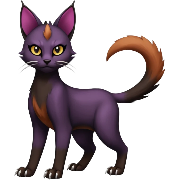 Black edgy Noibat-Purloin-Torracat-Caracal-cat-Fakemon full-body emoji