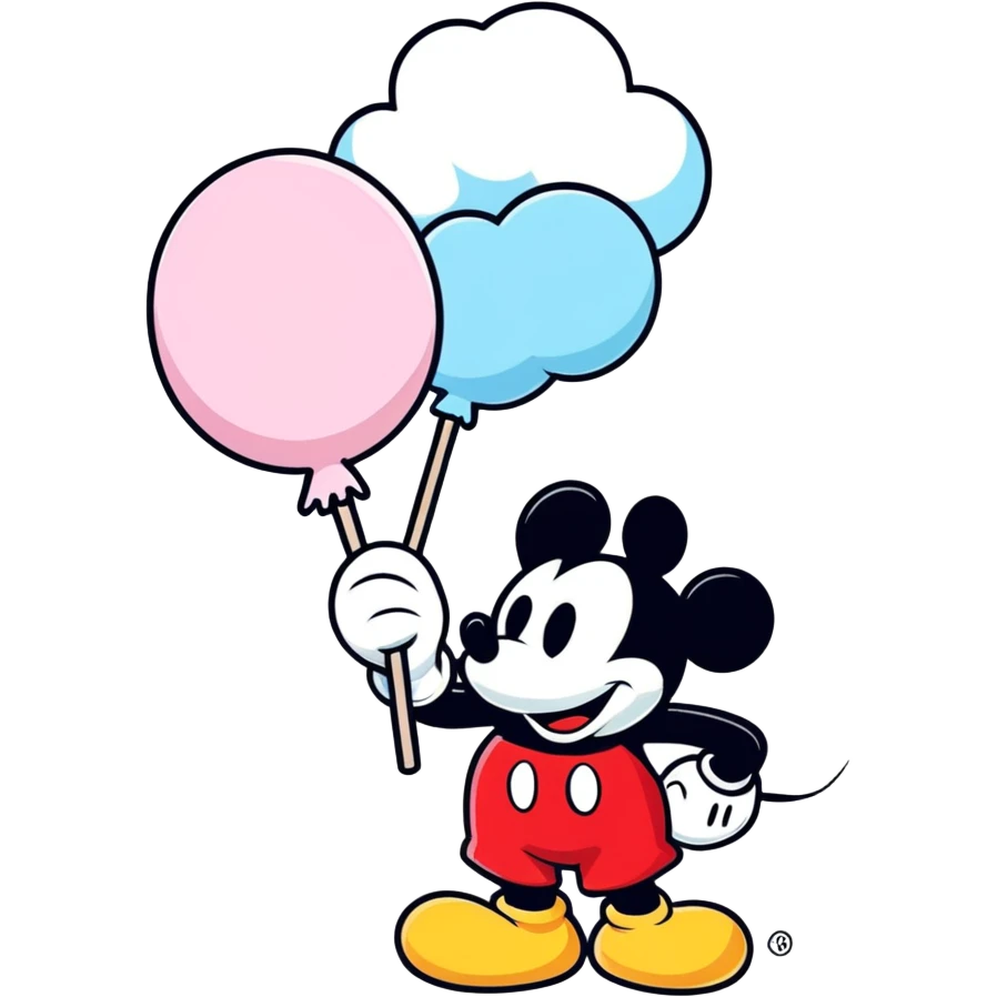 Mickey Mouse with cotton candy  emoji