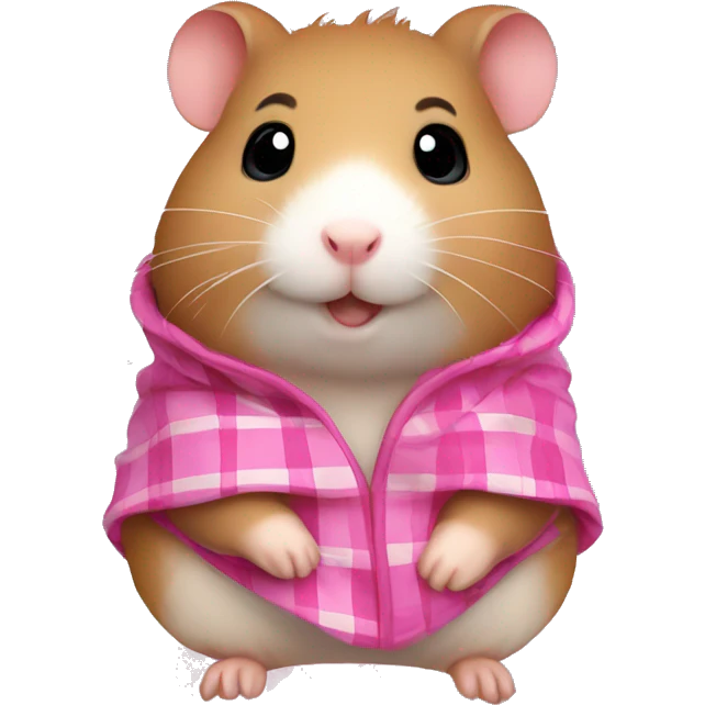 cute brown hamster covered with a pink plaid emoji