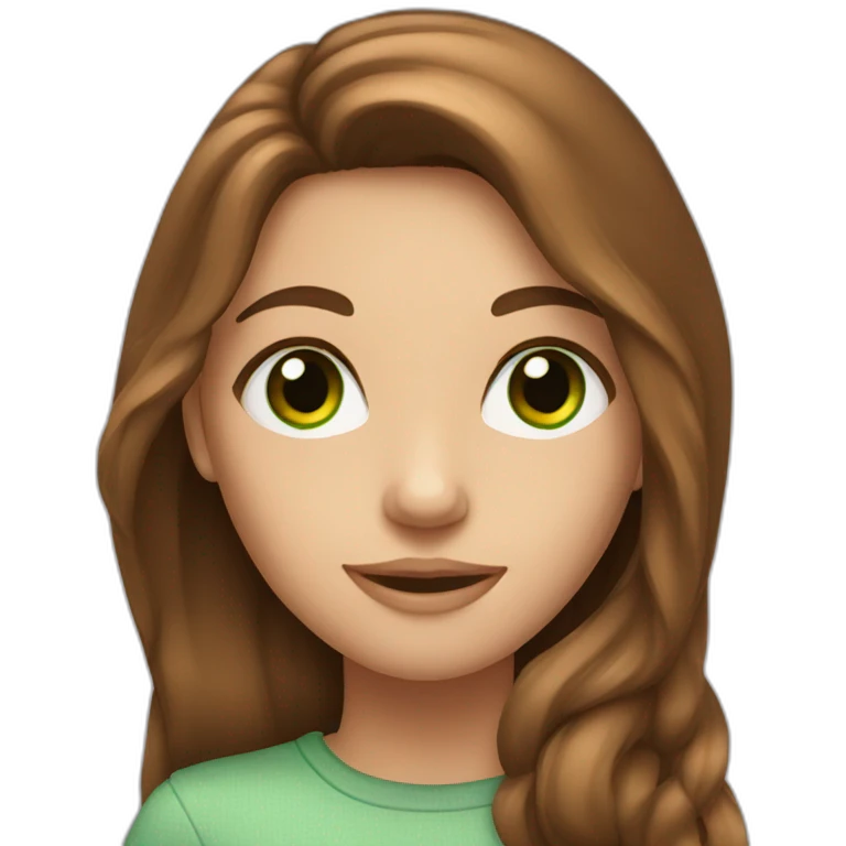 Girl with long brown hair and green eyes emoji