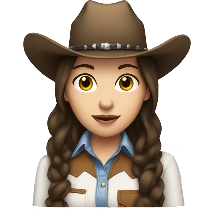 brunette girl, white skin cowgirl emoji
