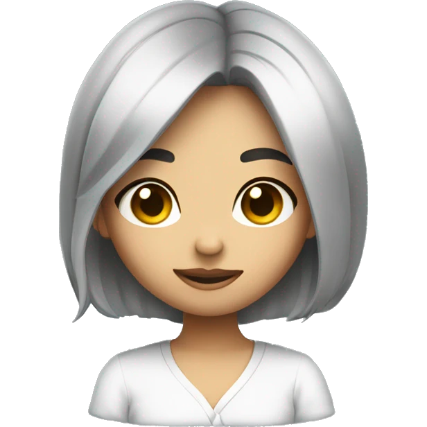 shy funny cure smart girl ling hair black with roung glass with round face  emoji