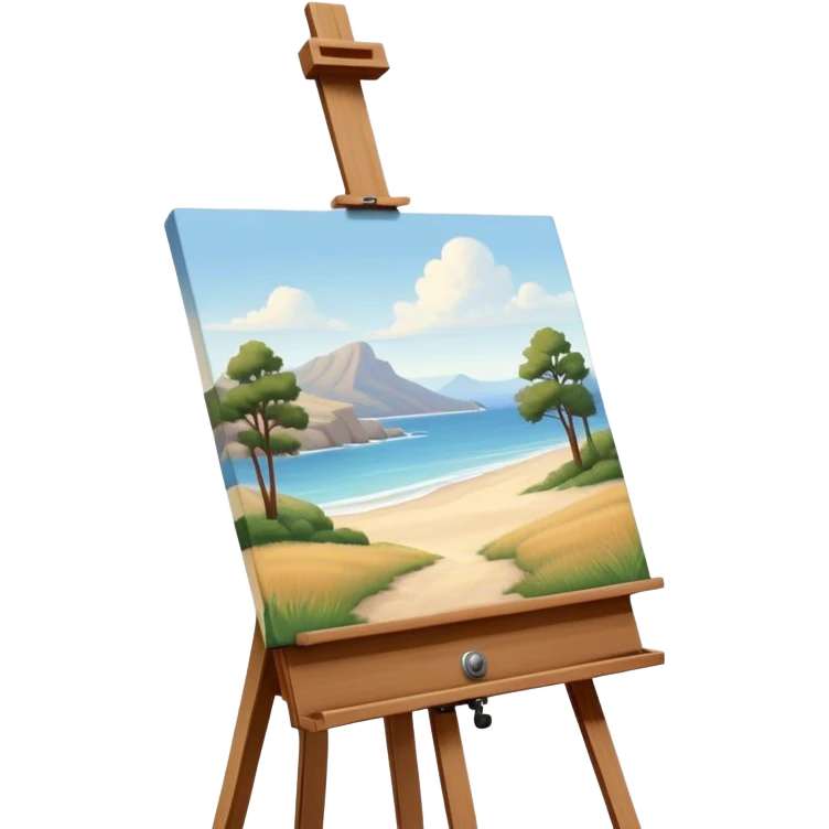 Cinematic Realistic image of a pristine canvas mounted on a sturdy wooden easel, with the canvas’ smooth surface and the easel’s detailed grain rendered in soft natural light, evoking a quiet moment of creative anticipation emoji