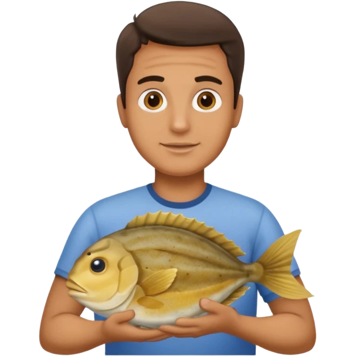 Man holding a lot of flounder fish realistic  emoji
