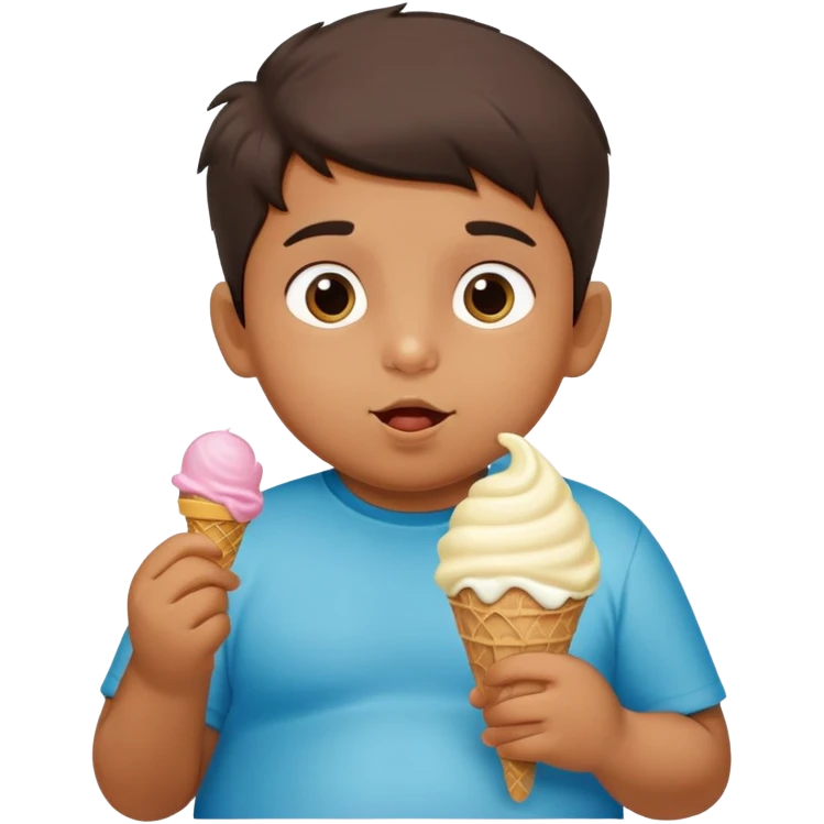 9 year old Pakistani boy eating 5 ice cream buckets and the boy has a VERY big tummy. emoji