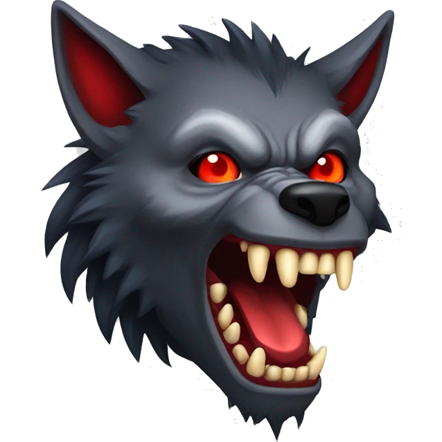 indigenous werewolf creature glowing red eyes sharp fangs emoji