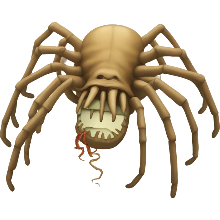 an emoji attacked by a facehugger emoji