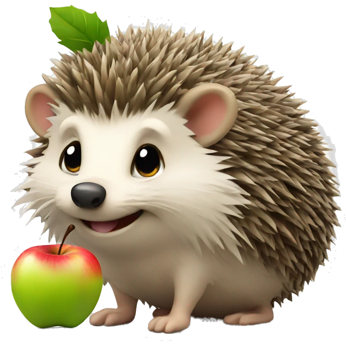 Hedgehog with an apple emoji
