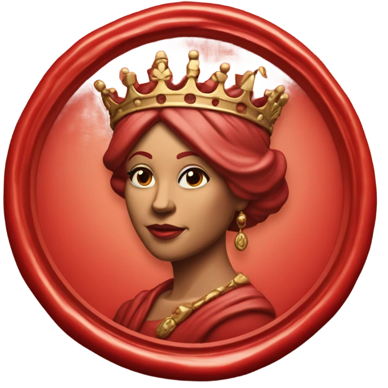 queen wax seal red crack broken circle emoji