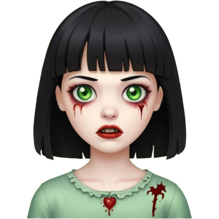 uma zombie de cabelo preto e franja emoji