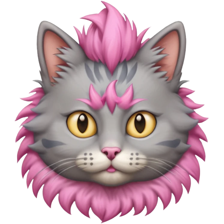 grey cat sitting with pink mohawk emoji