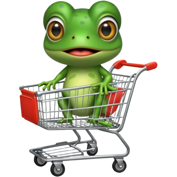 bufo meme frog using a shopping card emoji