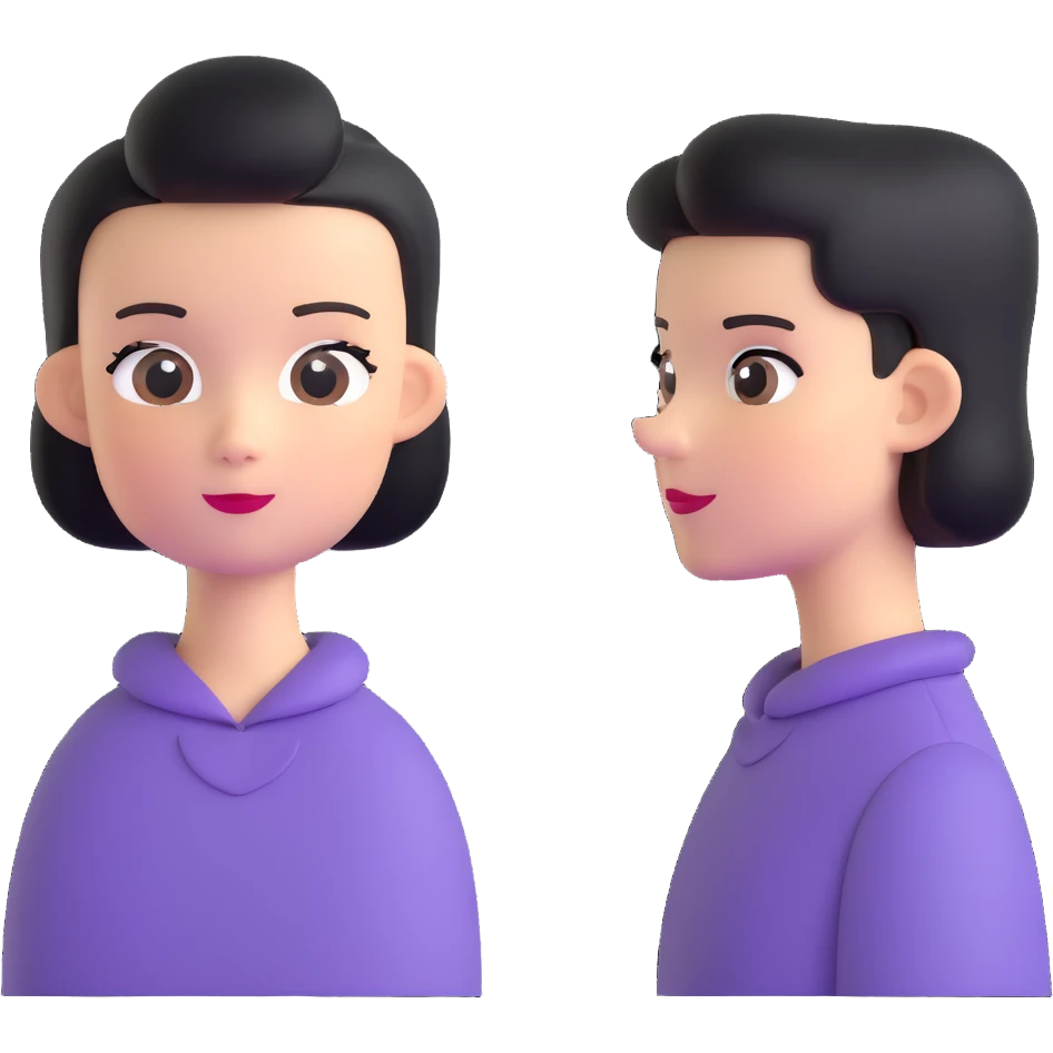 girl character with flat top head emoji