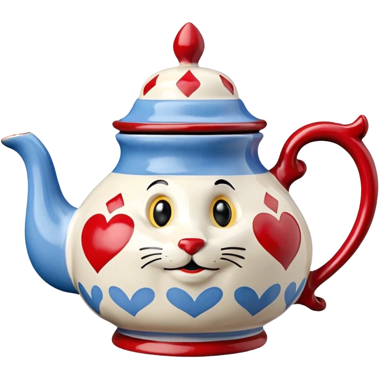 Isolated, detailed illustration of the most incredibly realisti, disney's Alice in wonderland's vintage tea pot
figurine imaginable, toy style. emoji