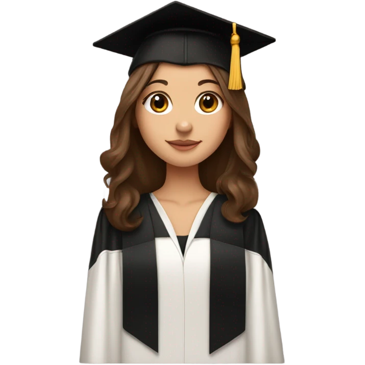 Brown haired white girl in graduation cap holding black long haired dachshund  emoji