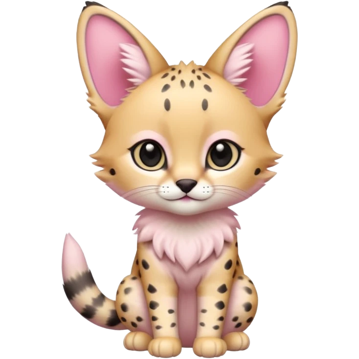 Whitish pastel-rosy-pink chibi cute elegant furry kawaii Serval emoji