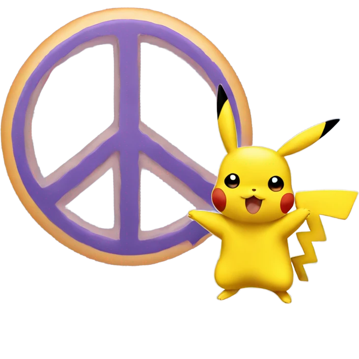 Pikachu with a peace sign emoji