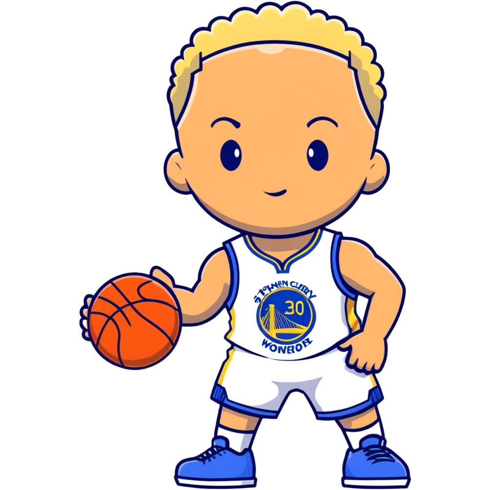 Stephen Curry with blonde hair, no beard, holding a basketball emoji