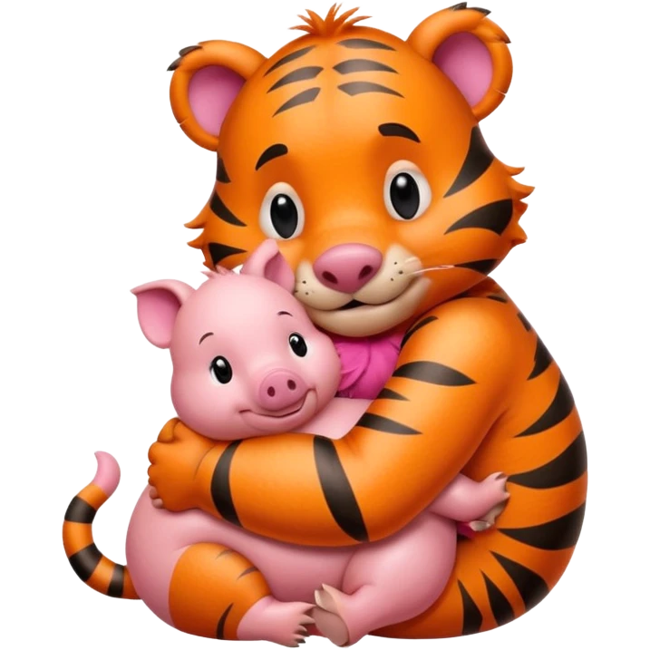 a big tigger hugging small piggy  emoji