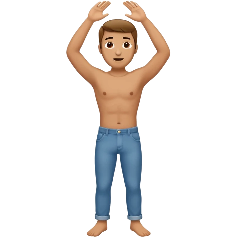 Guy emoji with hands up and out saying why with his penis hanging out of his pants emoji