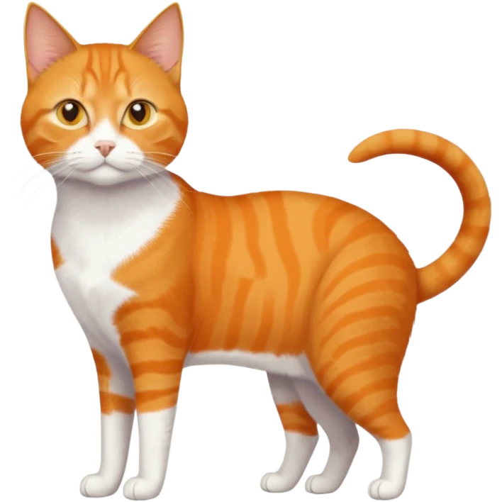 full body orange domestic shorthair slim cat with yellow/orange eyes with a white triangle on his nose emoji
