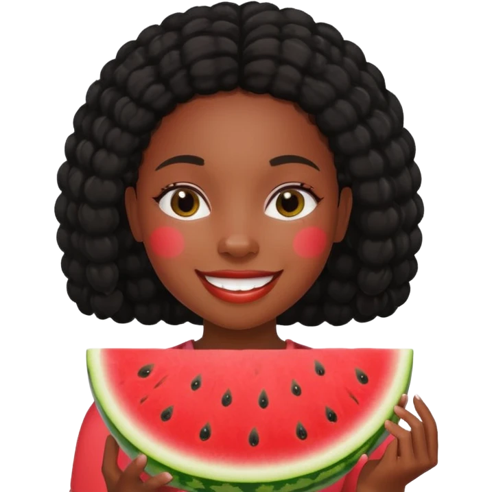 Black girl with water melon emoji