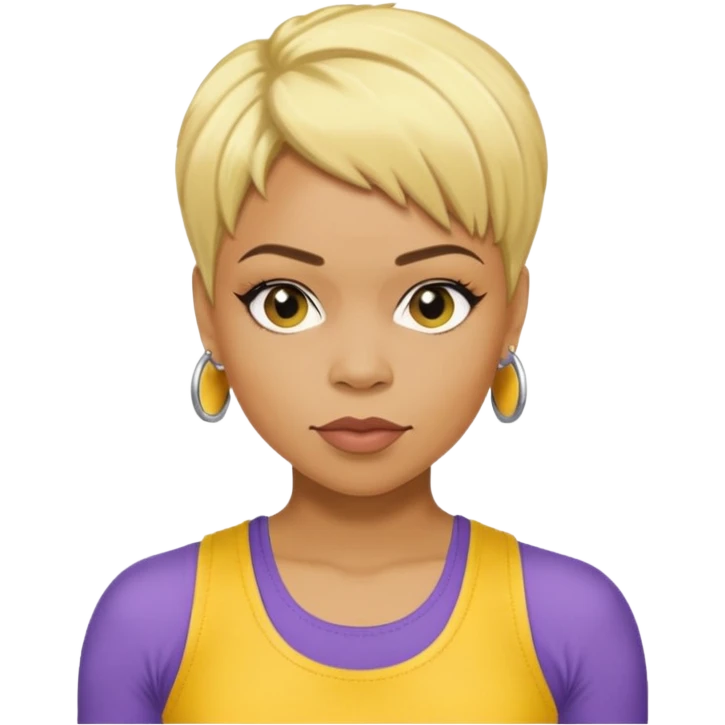 Tionne T-Boz Watkins short blonde hair, yellow tank top emoji