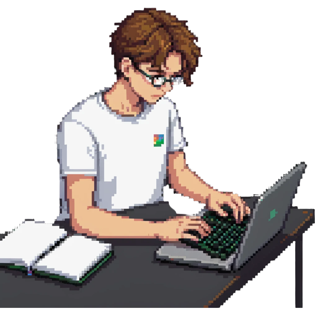 programmer in a white t-shirt, typing on a notebook emoji