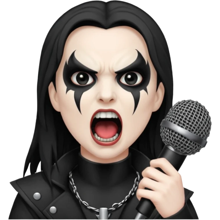 Black metal musician, screaming with mirophone emoji