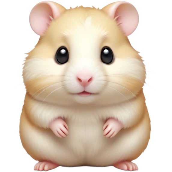 Cinematic Cute Cream Hamster Portrait Emoji, Head tilted playfully and inquisitively, featuring a silky, pristine cream fur with a gentle sheen, round, sparkling dark eyes filled with curiosity, Simplified yet irresistibly adorable features, highly detailed, glowing with a warm, friendly glow, high shine, affectionate and lively, stylized with a touch of whimsy, bright and endearing, soft glowing outline, capturing the essence of a mischievous yet loving hamster, so playful it feels like it could dash out of the screen and into your arms! emoji