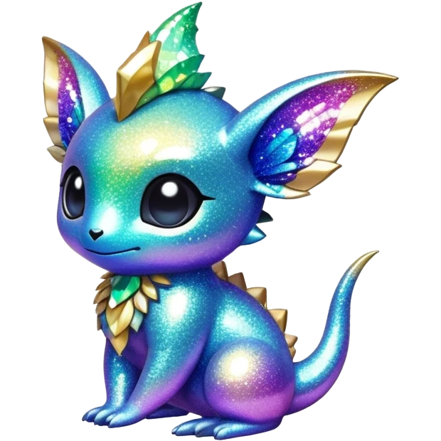Randomly-colored sparkly exotic chibi Fakémon-creature emoji