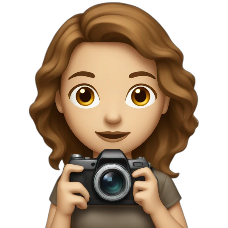 A brown-haired girl with a camera emoji