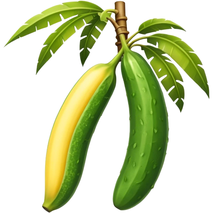 cucumber hangs on a palm tree like a banana emoji