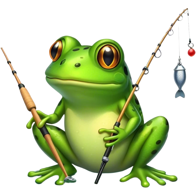 Frog fishing emoji