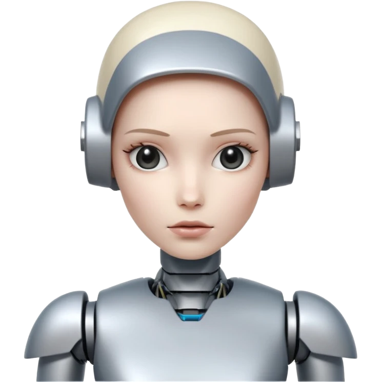 Female robot with stiff emotion and show broken robot body emoji