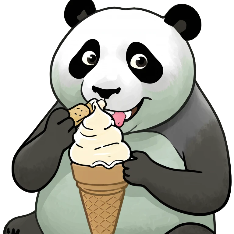 Panda eating ice cream emoji