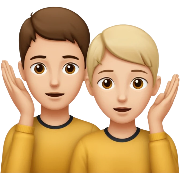 two people cupping their ears to hear a sound emoji