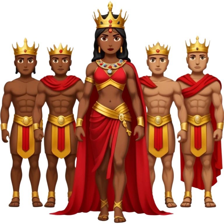 group of trojans being led by a woman queen emoji