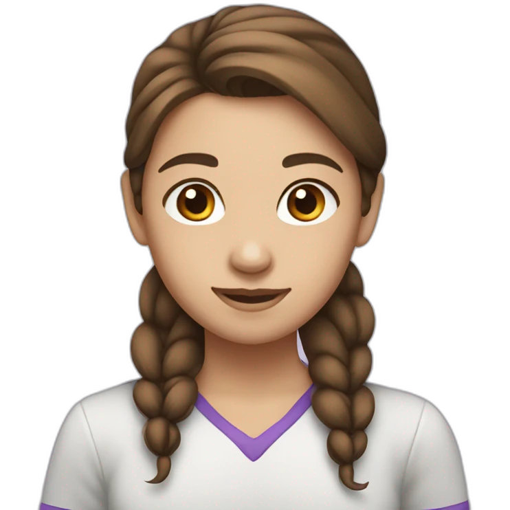 girl with brown hair pony tail purple creneck emoji