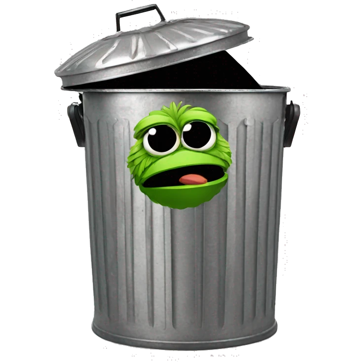 oscar the grouch inside metal trash can emoji